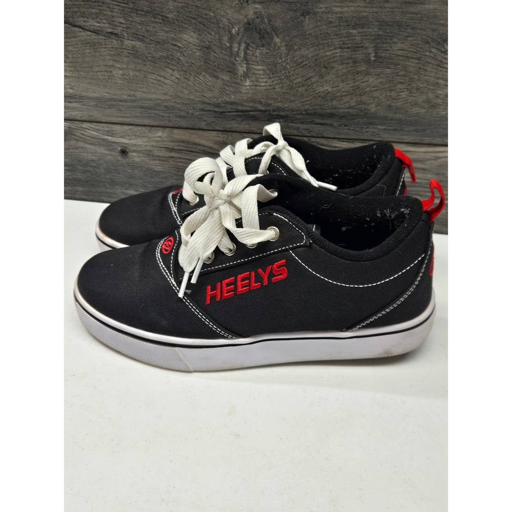 Heelys Kids Skate Shoes Black Red Canvas Low Top Sneakers Youth Size‎ 5 YTH5